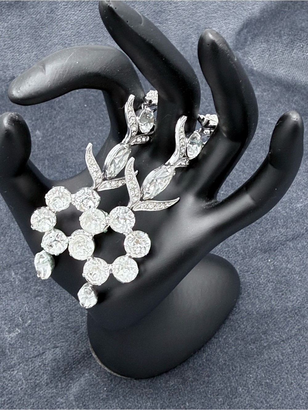 Eisenberg Vintage Silver Crystal Drop Statement Earrings - Women's Jewelry